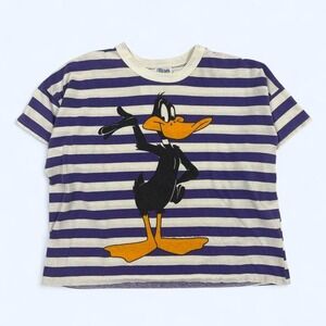 1993 Flints Daffy Duck striped purple vintage t-shirt size medium